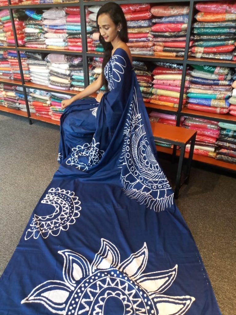SRI LANKAN COTTON BATIK SAREE Nithijaya Saree